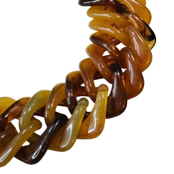 Talbots Womens Necklace Tortoise Color Lucite Gold Tone Statement Chic Classic - Picture 4 of 5